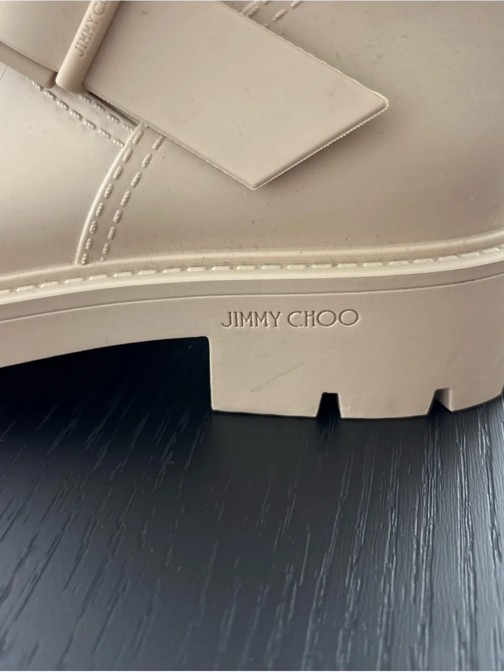Jimmy Choo Cream Lug Sole Yael Buckle Boots Rain Boots Slip On EU 37 / US 7